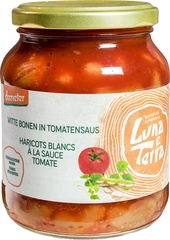 Witte bonen in tomatensaus in pot