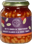 Witte bonen in tomatensaus in pot