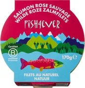 Zalm, wilde roze in water (blik)